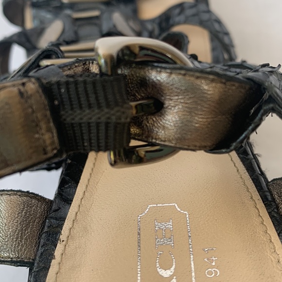 Coach Mallorie Black Wedge Platform Gladiator sandals Sz9 - Picture 13 of 14